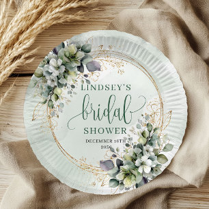 Bohemian Greenery Gold Brautparty-Papierteller Pappteller