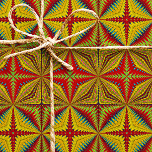 Bohemian Hippie Rot Gelb Vintage Stammes Ethnisch Geschenkpapier