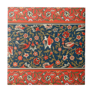 Bohemian Indisch-Persisches Blumenmuster Vintage R Fliese
