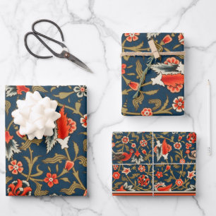 Bohemian Indisch-Persisches Blumenmuster Vintage R Geschenkpapier Set