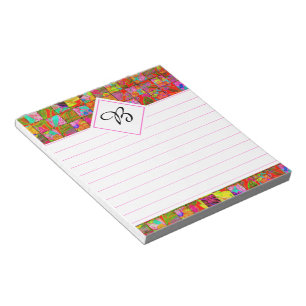 Bohemian kariertes Blumen Notizblock