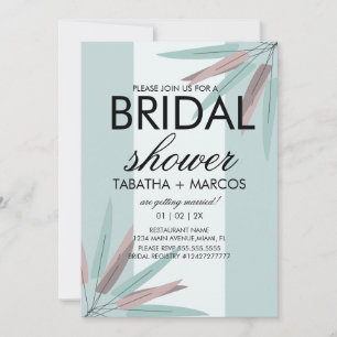 BOHEMIAN Leaf Tribal BRIDAL Shower Pink Teal Einla Einladung