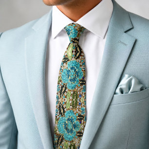bohemian Mädchen-chic silber türkisfarben blau blu Krawatte