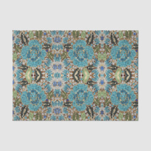 bohemian mädchenhafte silberne türkisblaue Blume Seidenpapier