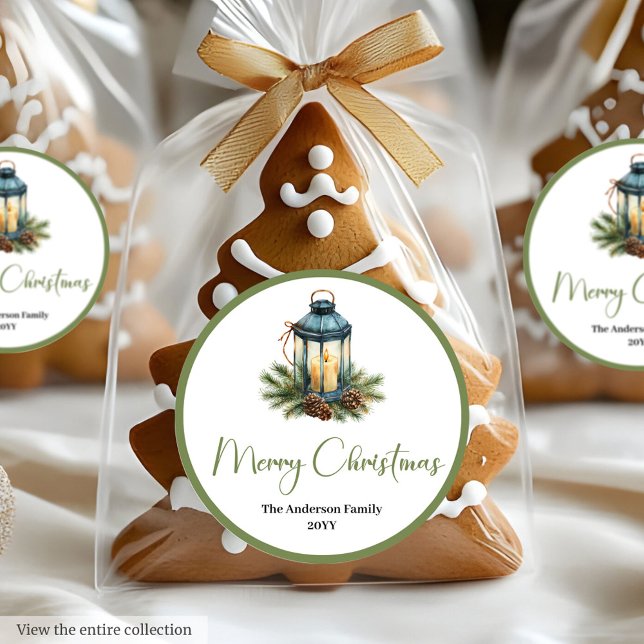 Bohemian Neutral Christmas Lantern Holiday Sticker (Bohemian Neutral Christmas Lantern Holiday Sticker)