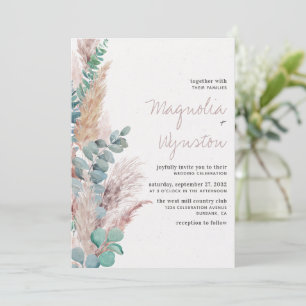 Bohemian Pampas Gras Natürliche Hochzeit Einladung