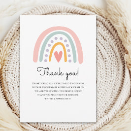 Bohemian Pastel Rainbow Baby Shower for a Girl Dankeskarte