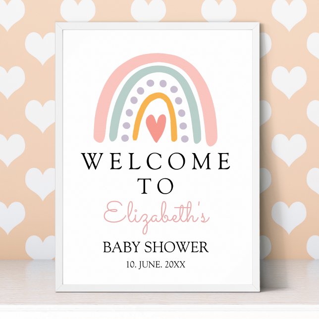 Bohemian Pastel Rainbow Baby Shower for a Girl Poster (Von Creator hochgeladen)
