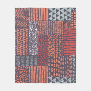 Bohemian Patchwork: Handgezeichnetes nahtloses Des Fleecedecke