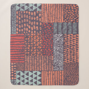 Bohemian Patchwork: Handgezeichnetes nahtloses Des Sherpadecke