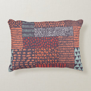 Bohemian Patchwork: nahtloses, handgezeichnetes De Dekokissen