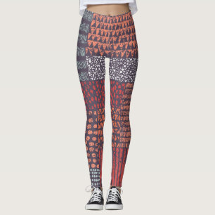 Bohemian Patchwork: nahtloses, handgezeichnetes De Leggings