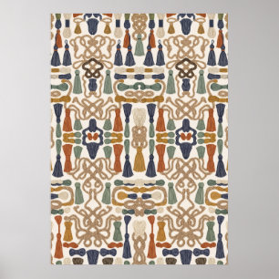 Bohemian Quasten und Knoten Textilmuster Poster