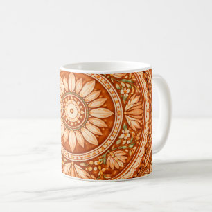 Bohemian Radiance: Terrakotta-Mandala-Keramik Kaffeetasse