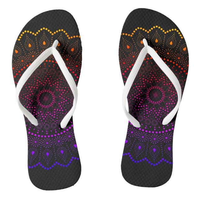 Bohemian Regenbogen Mandala Punktmuster Flip Flops (Fußbett)