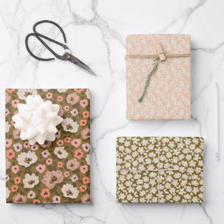 Bohemian romantische florale Hochzeitsbrause Geschenkpapier Set