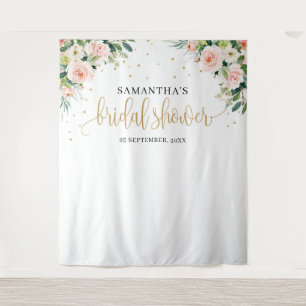 Bohemian rosafarbenes Florales Rosen Brautparty Wandteppich
