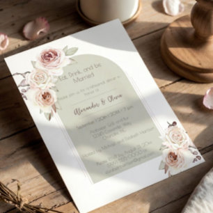 Bohemian Rose Arch Hochzeitsprobe-Dinner Einladung