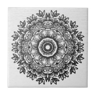Bohemian schwarze Mandala-Spitzen-Keramikfliese Fliese