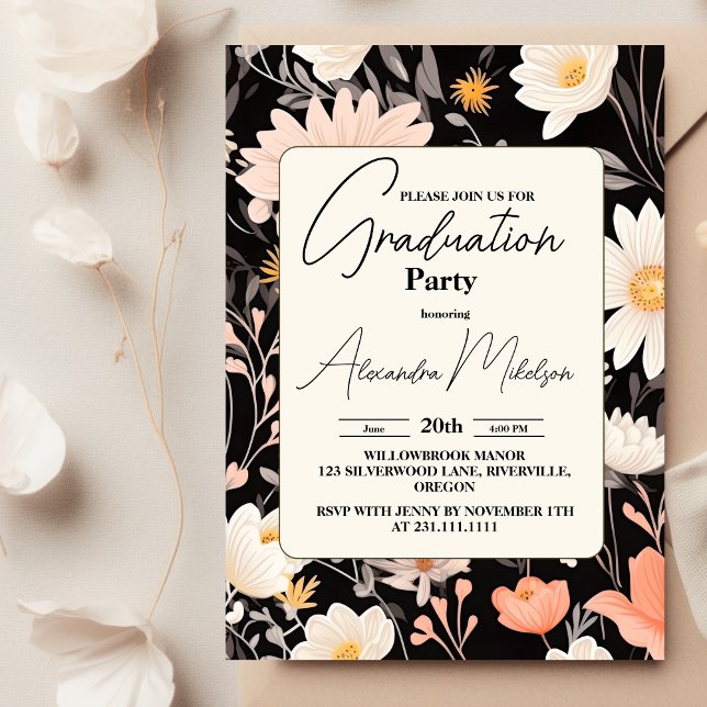 Bohemian Spring Floral Graduation Party Einladung (Von Creator hochgeladen)
