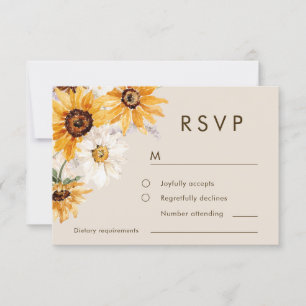 Bohemian Sunflower Hochzeit  RSVP Karte