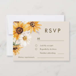 Bohemian Sunflower Wedding RSVP Karte