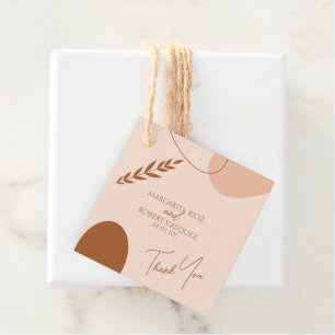 Bohemian Tan Braune Hochzeitspaare Dankeschön Geschenkanhänger