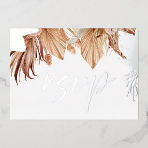Bohemian-Trendige Blumnhochzeit Silberfolie RSVP Folieneinladung