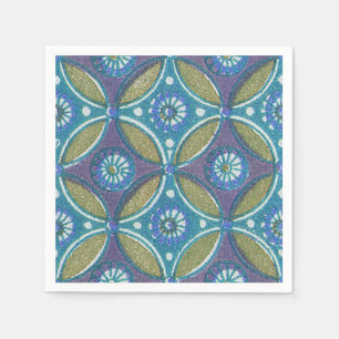 Bohemian-Türkis- und violettes mosaikartiges Blume Serviette