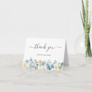 Bohemian Vanilla Blau Chic Floral Dankeskarte