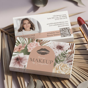 Bohemian Watercolor Boho Floral Schönheit Make-up- Visitenkarte