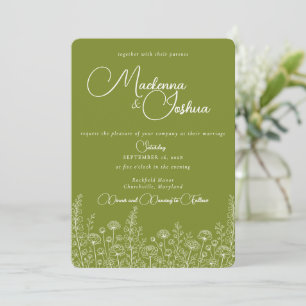 Bohemian Wild Flower Line Florales Monogramm Einladung