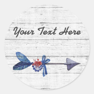 Bohemian-Zigeuner-Pfeil-Feder & Perlen Rustikales  Runder Aufkleber