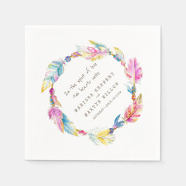 Bohemianfeder und Perlen, farbige Servietten