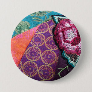 Bohemianischer Zigeuner-Rosen-farbiger Wandteppich Button