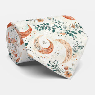 Bohemianisches himmlisches Halbmond-Blumenmuster Krawatte