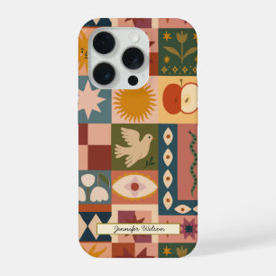 Bohemianisches himmlisches Patchwork mit mystische iPhone 15 Pro Hülle