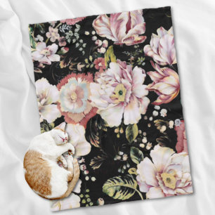 Bohemianisches Land-Mädchen-chic-schwarzes Blumenm Fleecedecke