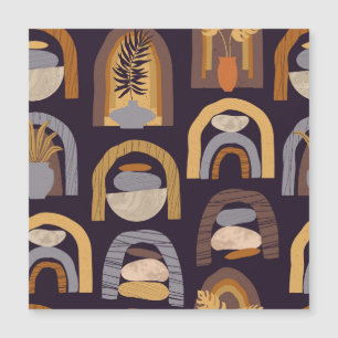 Bohemisch Abstrakt: Minimalistischer Vintager Char Magnetkarte