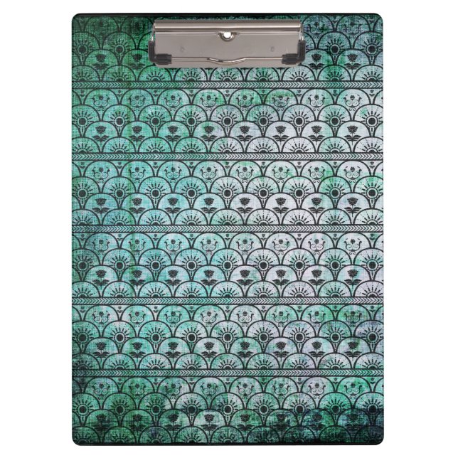 Bohemisch Beauty Aqua Pattern Clipboard Klemmbrett (Vorderseite)