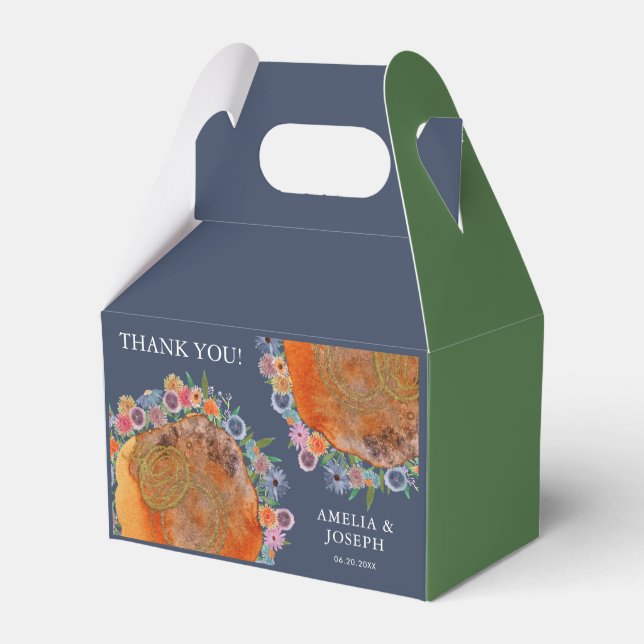 Bohemisch Blue Boho Whimsical Wildblume Wedding Geschenkschachtel (Vorderseite)