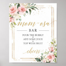 Bohemisch Blush Pink Blütengold Bar-Zeichen Poster