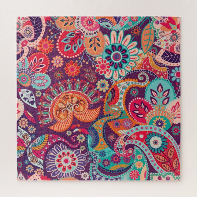 Bohemisch Boho MOD Hippy Chic Blume Muster Puzzle (Vertikal)