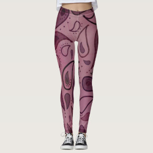 BOHEMISCH BOHO PINK PAISLEY YOGA PANTS LEGGINGS