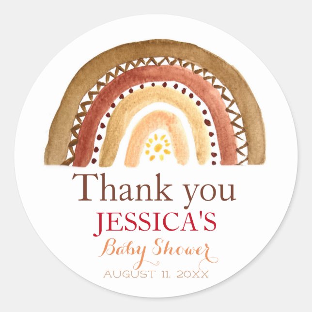 Bohemisch Boho Rainbow Baby Shooter Earthy Niedlic Runder Aufkleber (Vorderseite)