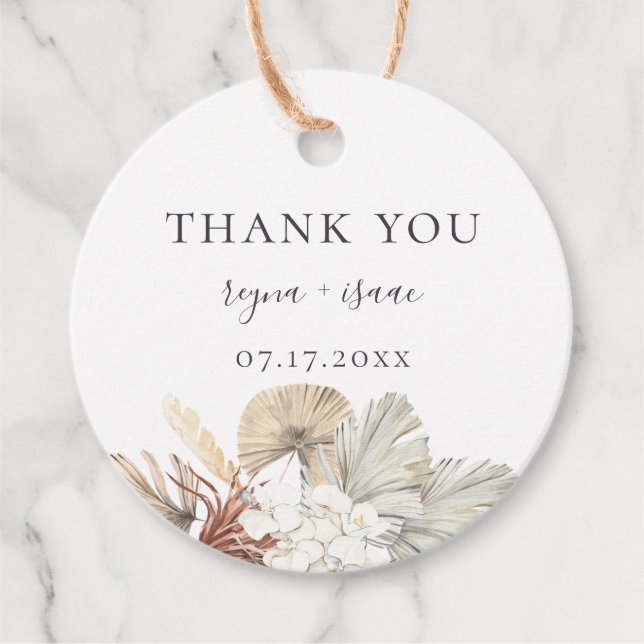 Bohemisch Botanicals Wedding Vielen Dank Geschenkanhänger (Vorderseite)