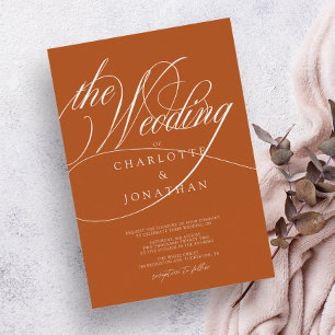 Bohemisch Burnt Orange Elegante Calligrafy Wedding Einladung