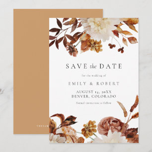Bohemisch Burnt Orange Fall Floral Save the Date Einladung