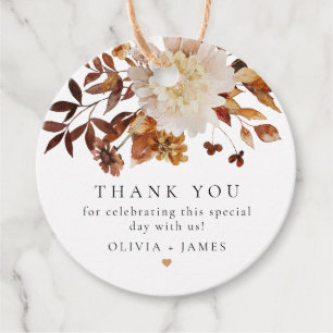 Bohemisch Burnt Orange Fall Floral Vielen Dank Geschenkanhänger
