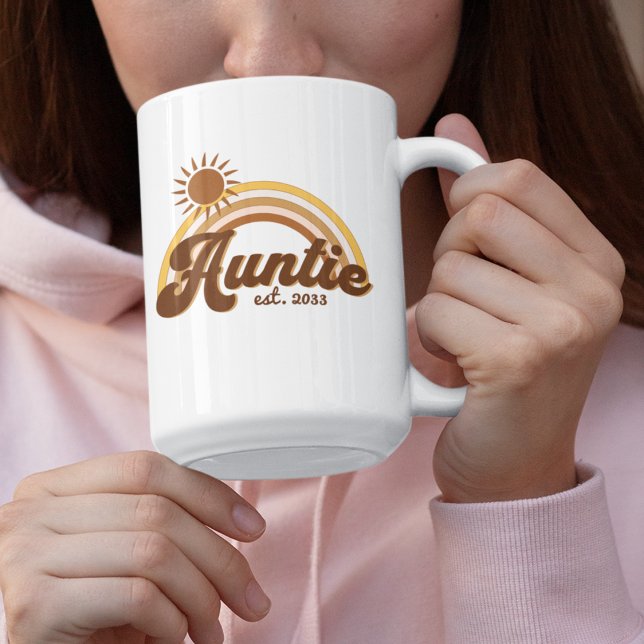 Bohemisch Burnt Orange Rainbow Sun Auntie Retro Kaffeetasse (Von Creator hochgeladen)